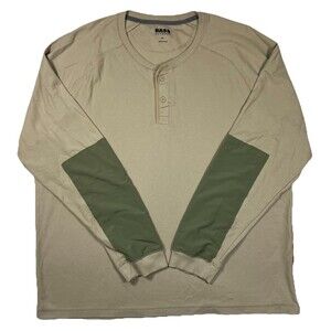 Bass Outdoor Shirt Mens 2XL Green Henley Performance Thermal Hiking Camping